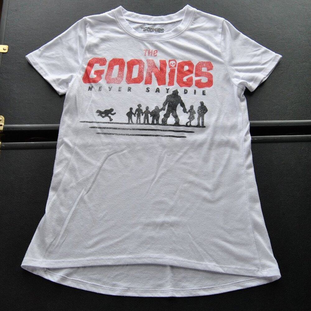 The Goonies "Never Say Die" X-Small White & Red Short Sleeve Shirt